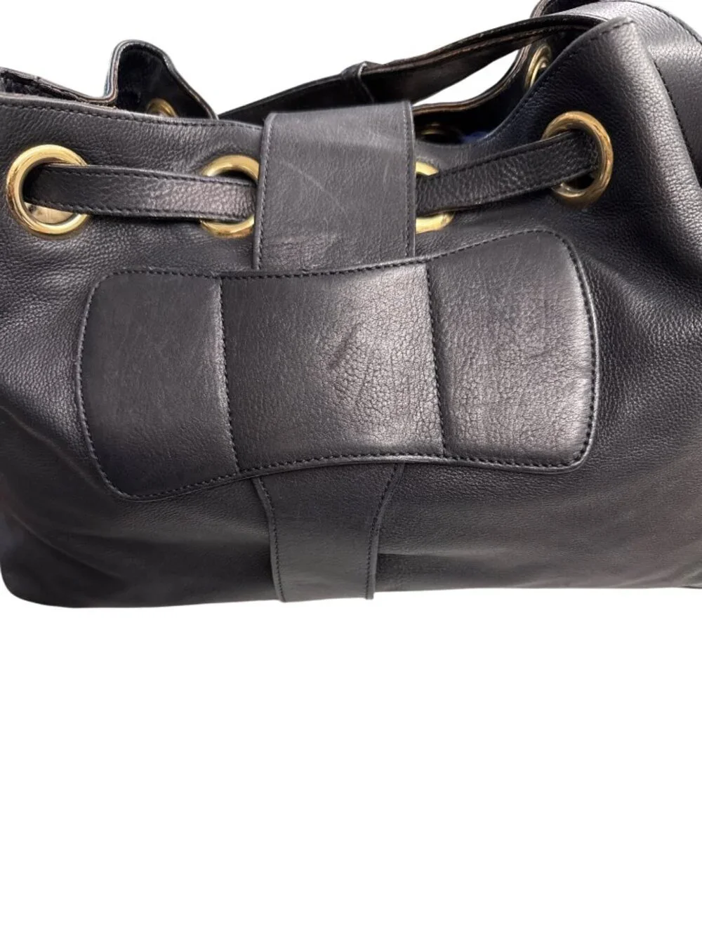 Jimmy Choo Black Leather Ramona Shoulder Bag Gold Tone Hardware Authentic, Italy